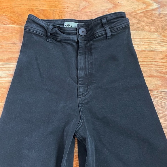 EUC Zara Marine Straight Black High Rise Wide Leg Jeans size 2 - Picture 7 of 12